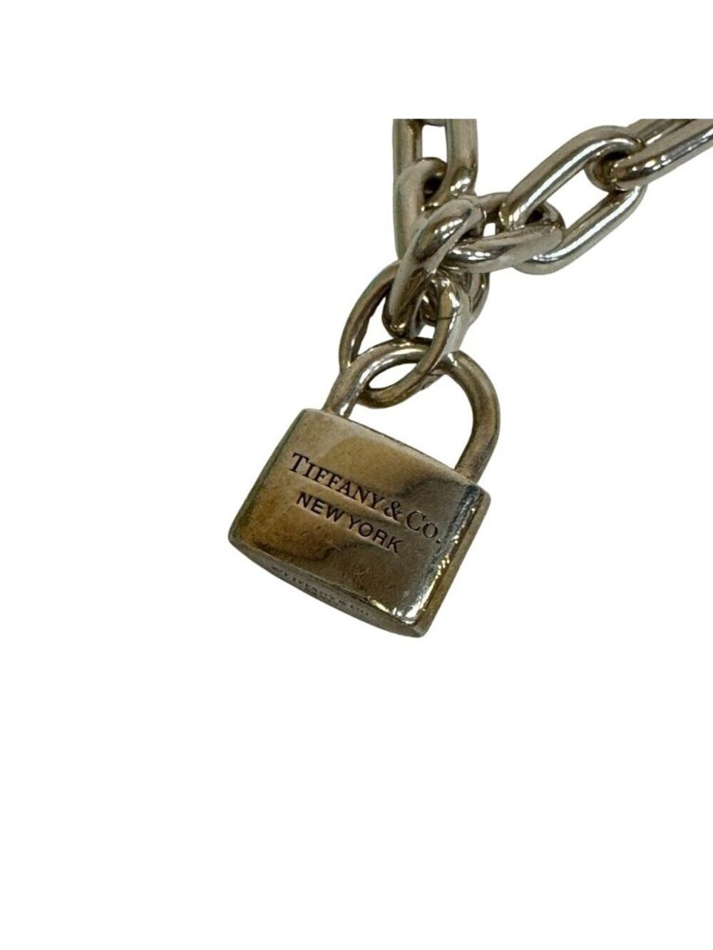 Tiffany & Co HardWear Pearl Lock 925 Sterling Silver Necklace White Padlock